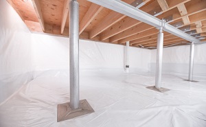 Crawl space structural support jacks installed in Pocomoke City