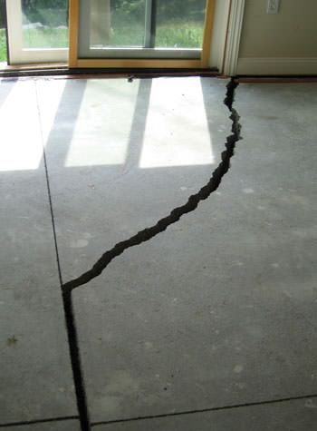 severely cracked foundation slab floor in Brunswick