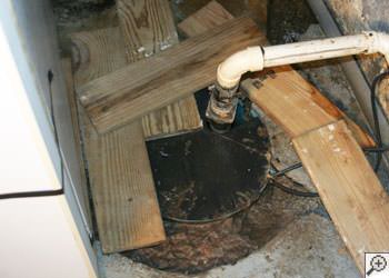 An ugly, clogged sump pump system in Annapolis, Maryland